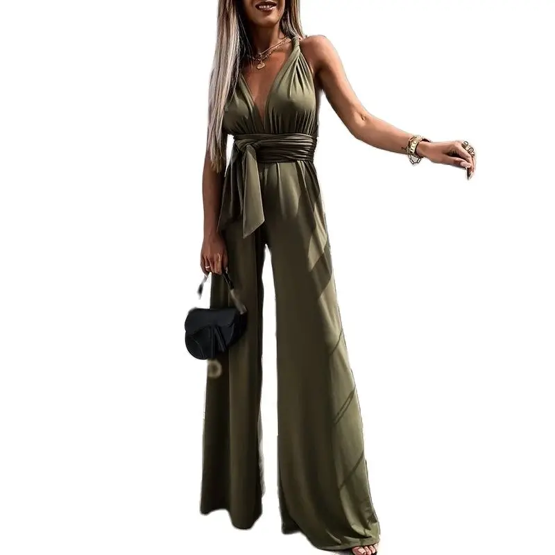Women Deep V Neck Belt Jumpsuit 2021 Summer Sleeveless Backless Playsuits Fashion New Sexy Casual Loose Wide Leg Slim Bodysuits 
Women Deep V Neck Belt Jumpsuit 2021 Summer Sleeveless Backless Playsuits Fashion New Sexy Casual Loose Wide Leg Slim Bodysuits