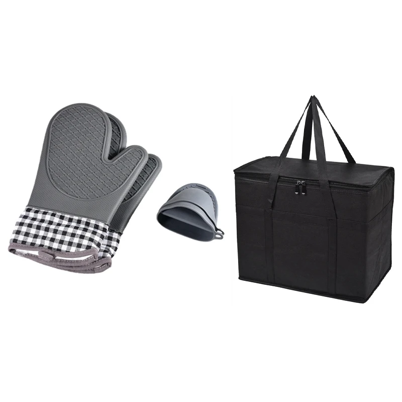 3 Pack Insulated Shopping Bags With Oven Gloves And Pot Holder Set Heat-Resistant Oven Gloves
3 Pack Insulated Shopping Bags With Oven Gloves And Pot Holder Set Heat-Resistant Oven Gloves