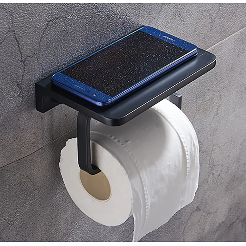 Aluminum Alloy Toilet Paper Holder Black Bathroom Roll Tissue Racket with Phone Holder Wall Mount WC Paper Phone Holder Hardware
Aluminum Alloy Toilet Paper Holder Black Bathroom Roll Tissue Racket with Phone Holder Wall Mount WC Paper Phone Holder Hardware