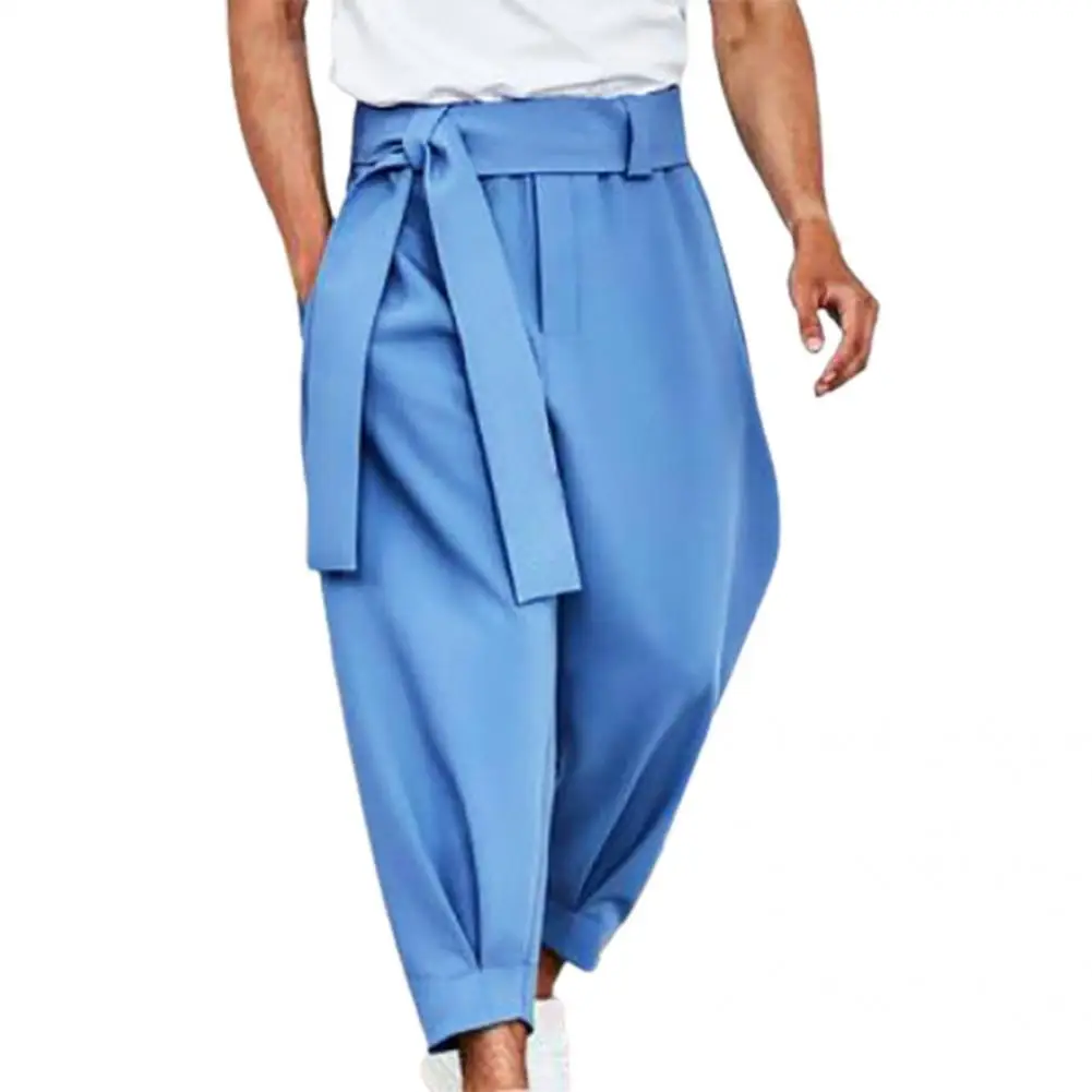Men Pants Male Trousers Solid Color Lace-up Casual Belt Loose Cropped Trousers for Men Belt Casual Men Sweatpants Streetwear
Men Pants Male Trousers Solid Color Lace-up Casual Belt Loose Cropped Trousers for Men Belt Casual Men Sweatpants Streetwear