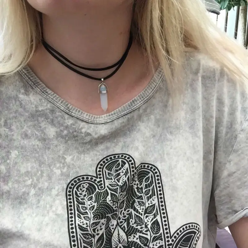 Женское Ожерелье с пулей ретро Хрустальное кварцевое ожерелье из натурального