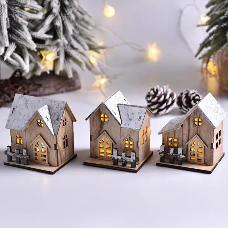 Рождественский светящийся домик деревянный дом блестящий светодиодный