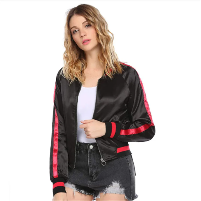 Casual Baseball Jacket Women Slim Regual Fashion Black Solid Zippers Jacket Plus Size 2019
Casual Baseball Jacket Women Slim Regual Fashion Black Solid Zippers Jacket Plus Size 2019