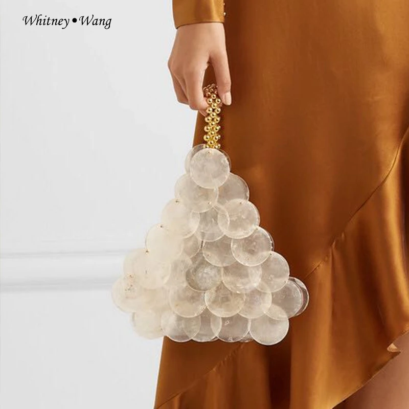 WHITNEY WANG Designer Style 2020 Spring Summer Fashion Streetwear Handmade Beading Sequined bag Women Party Hand Bags | Багаж и сумки
