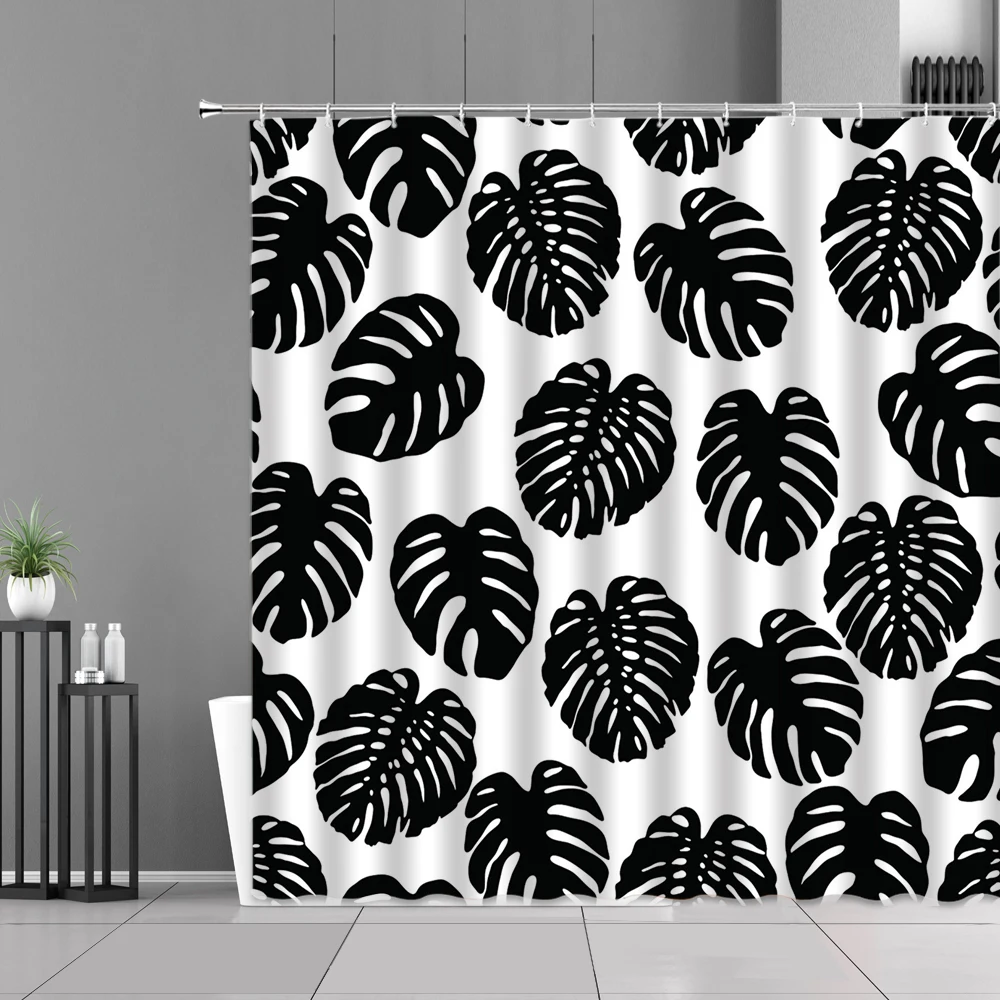 Black And White Monstera Leaves Pattern Shower Curtains Geometry Stripes Lattice Waterproof Bathroom Curtain Modern Home Decor
Black And White Monstera Leaves Pattern Shower Curtains Geometry Stripes Lattice Waterproof Bathroom Curtain Modern Home Decor