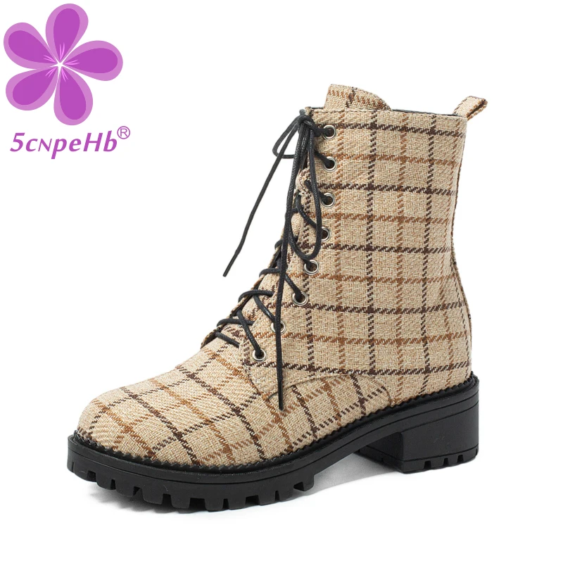 Women's Boots Corduroy Winter Warm Shoes Lace Up Fashion Plaid Ankle Martin Bootie Thick Heels Round Toe Boats Mujer Breathable
Women's Boots Corduroy Winter Warm Shoes Lace Up Fashion Plaid Ankle Martin Bootie Thick Heels Round Toe Boats Mujer Breathable