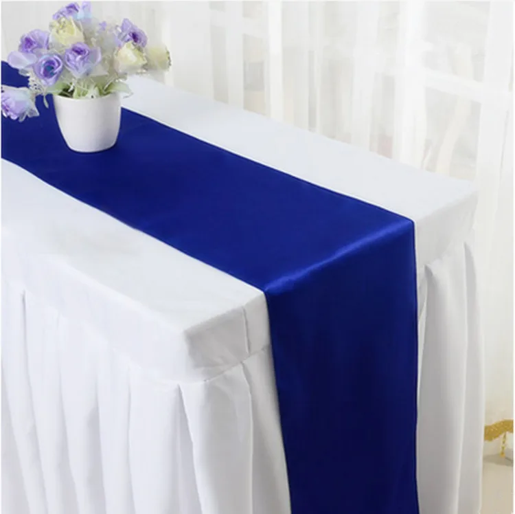 

10pcs Shiny Satin Banquet Wedding Table Runners Silk Ribbon Table Flags For Party Hotel Event Decoration