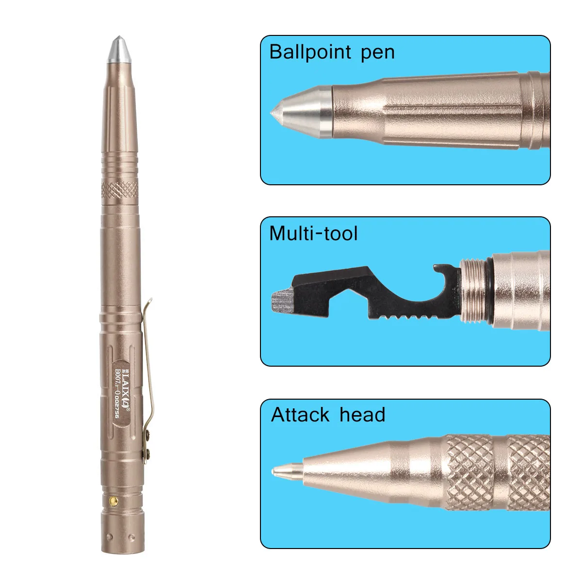 Multi-function Tactical Pen Survival Military LED Flashlight Glass Breaker Self Defense Tool Ballpoint Pens NC99
Multi-function Tactical Pen Survival Military LED Flashlight Glass Breaker Self Defense Tool Ballpoint Pens NC99