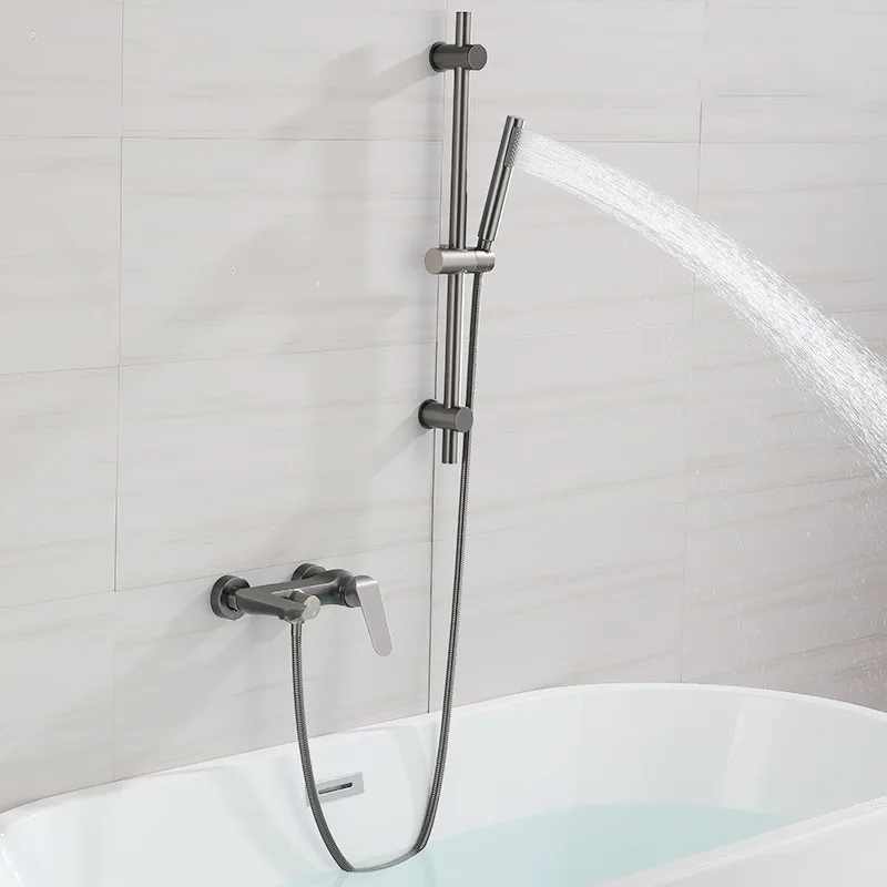 Gun Grey Bathtub Shower Faucets Set Soild Brass Bathroom Rotating Hot & Cold Taps Mixer With Handheld Type Wall Mounted Brushed
Gun Grey Bathtub Shower Faucets Set Soild Brass Bathroom Rotating Hot & Cold Taps Mixer With Handheld Type Wall Mounted Brushed