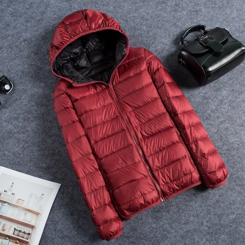 Women's light and thin short autumn and winter new double-sided hooded thin large and young coat with down
Women's light and thin short autumn and winter new double-sided hooded thin large and young coat with down