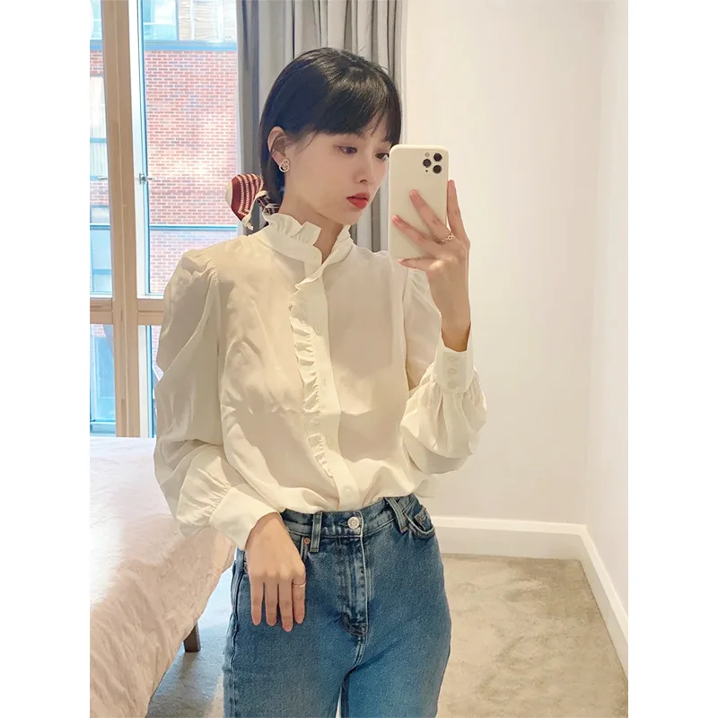 Women Shirt 2021 Fall New French Retro Lotus Leaf Lace Champagne Shirt Long Sleeve Breathable Women's Top
Women Shirt 2021 Fall New French Retro Lotus Leaf Lace Champagne Shirt Long Sleeve Breathable Women's Top