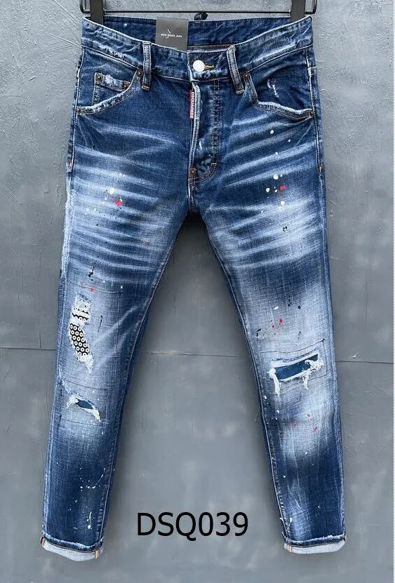

2021 популярные классические джинсы, Аутентичные DSQUARED2, ретро, итальянский бренд, женские/мужские джинсы, локомотивы, джинсы для бега, DSQ039
