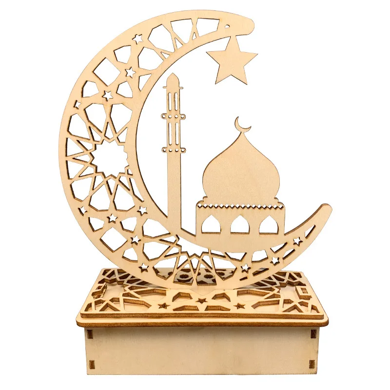 Islamic Mosque Eid Mubarak Moon Stars LED Luminous Decoration European Wooden Ramadan Home Interior Decoration
Islamic Mosque Eid Mubarak Moon Stars LED Luminous Decoration European Wooden Ramadan Home Interior Decoration