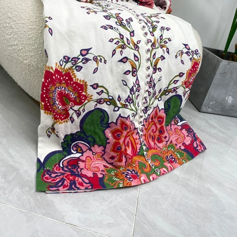 21 Summer Women Particular Vintage High Quality Linen Botanical Floral Print Long Lantern Sleeve Single Breasted with Waist Belt
21 Summer Women Particular Vintage High Quality Linen Botanical Floral Print Long Lantern Sleeve Single Breasted with Waist Belt