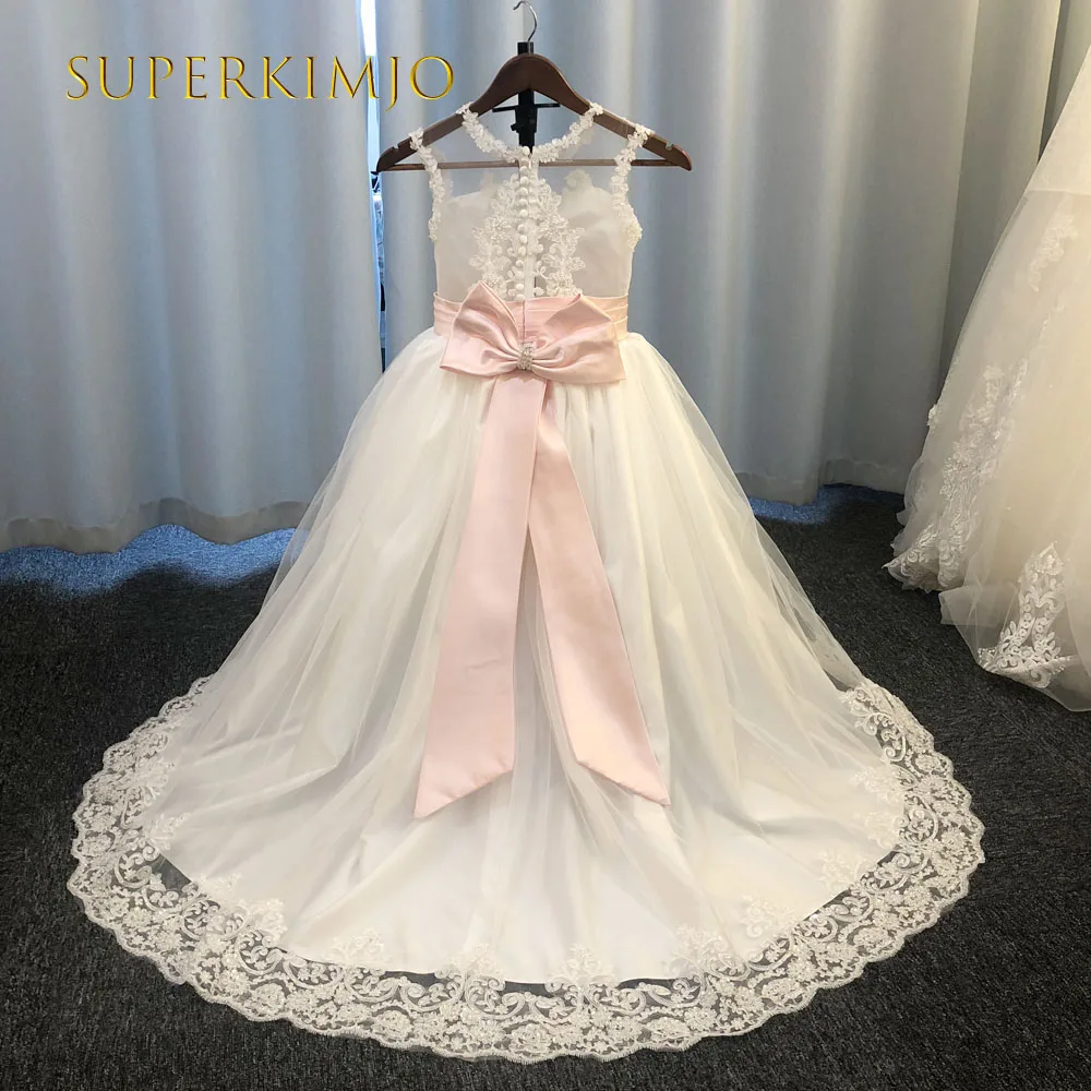 SuperKimJo Robe Mariage для девочек платья с белыми цветами на свадьбу кружевное платье