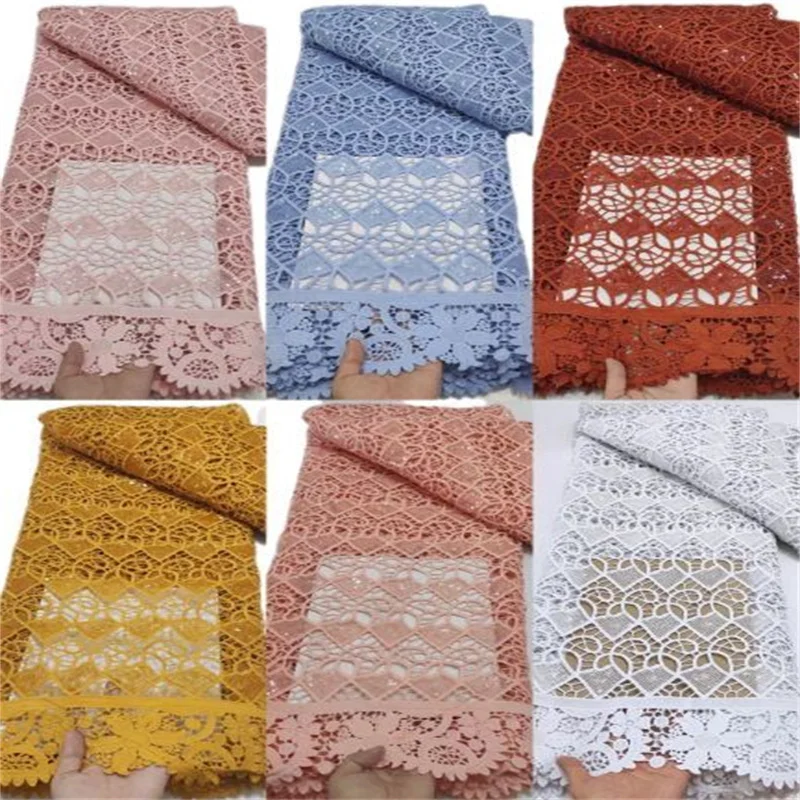 Африканская кружевная ткань 2022, высококачественный нигерийский гипюр, шнур с блестками, кружево, новейшая Водорастворимая Ткань для свадеб... 
Африканская кружевная ткань 2022, высококачественный нигерийский гипюр, шнур с блестками, кружево, новейшая Водорастворимая Ткань для свадеб...