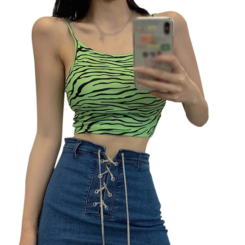 Summer Female Green Zebra Printed Y2k Crop Tops Sexy Girl Sling Vest Camisole Aesthetic Streetwear Women Camis
Summer Female Green Zebra Printed Y2k Crop Tops Sexy Girl Sling Vest Camisole Aesthetic Streetwear Women Camis