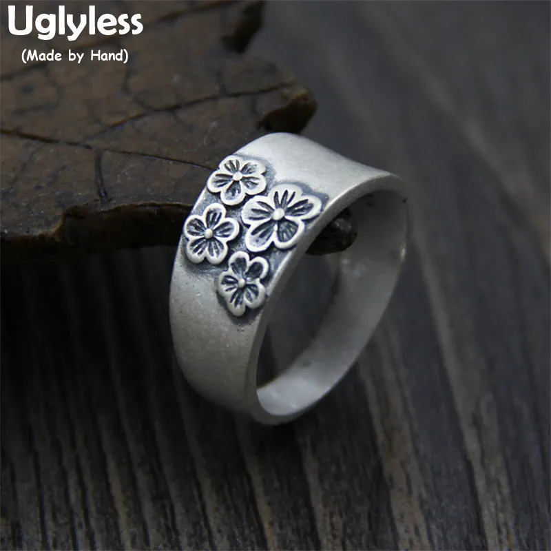 Uglyless Real S990 Silver Handmade Engraved Plum Blossom Finger Rings Women Elegant Ethnic Wide Ring Vintage Floral Fine Jewelry
Uglyless Real S990 Silver Handmade Engraved Plum Blossom Finger Rings Women Elegant Ethnic Wide Ring Vintage Floral Fine Jewelry