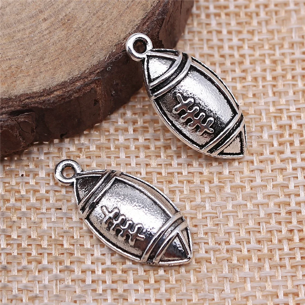 Браслеты, очаровательные ювелирные изделия 20 шт., 22x10 мм, антикварные серебряные подвески для футбола 
Браслеты, очаровательные ювелирные изделия 20 шт., 22x10 мм, антикварные серебряные подвески для футбола