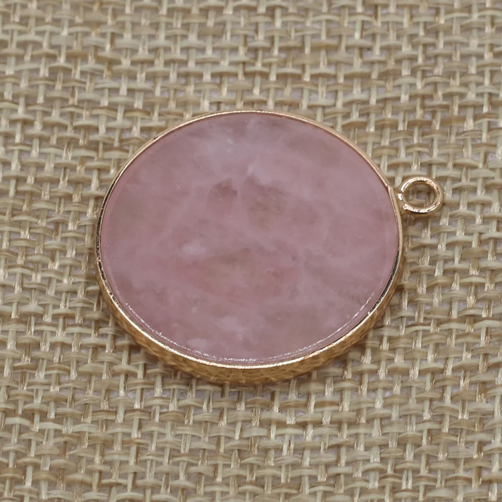 Natural Stone Rose Quartzd Pendants Round Gold-plated Pink Crystal for Trendy Jewelry Making DIY Necklace Earring Findings
Natural Stone Rose Quartzd Pendants Round Gold-plated Pink Crystal for Trendy Jewelry Making DIY Necklace Earring Findings
