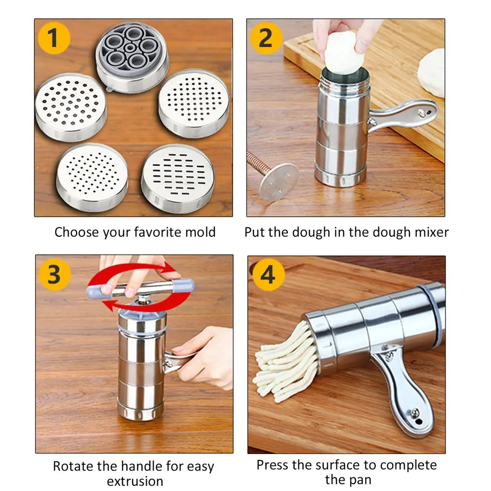 Hot Creativetop Stainless Steel Manual Noodles Press Machine Pasta Maker with 5 Noodle Mould
Hot Creativetop Stainless Steel Manual Noodles Press Machine Pasta Maker with 5 Noodle Mould