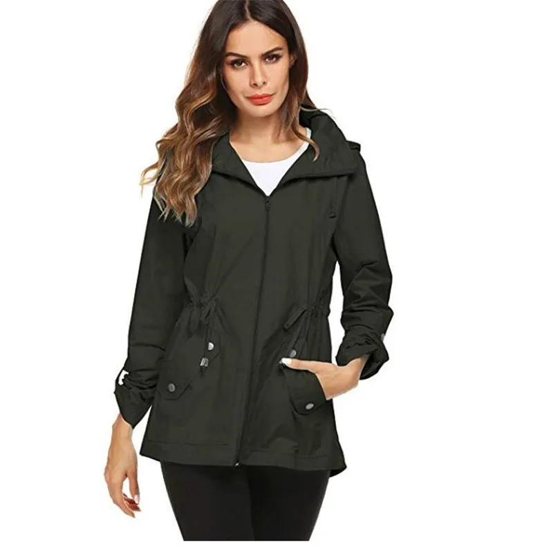 Женский непромокаемый плащ с капюшоном, с сетчатой подкладкой 
Женский непромокаемый плащ с капюшоном, с сетчатой подкладкой