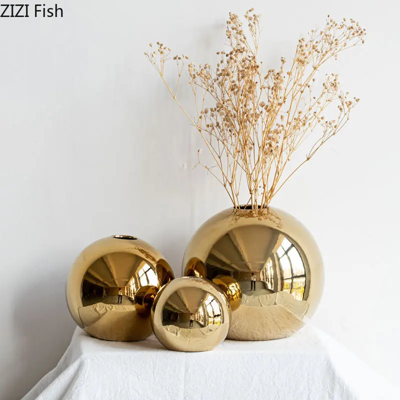 Plating Golden Ball Ceramic Vase Home Decoration Ornaments Crafts Flower Pot Art Hydroponic Vases Home Decoration Ornament Gift
Plating Golden Ball Ceramic Vase Home Decoration Ornaments Crafts Flower Pot Art Hydroponic Vases Home Decoration Ornament Gift