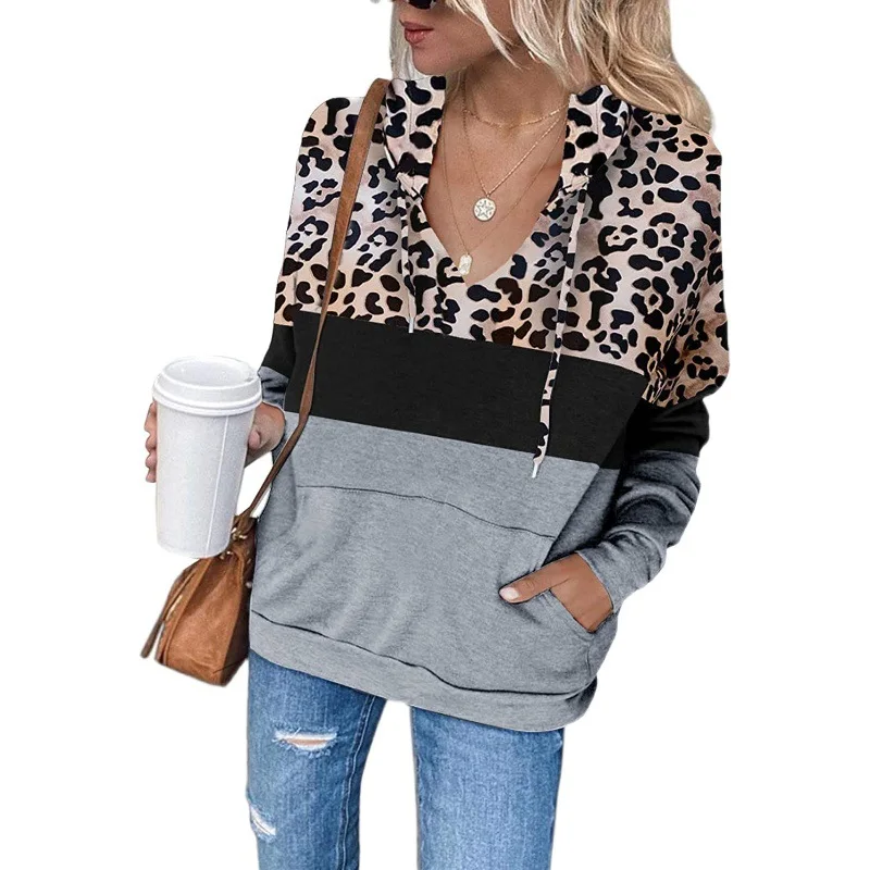 Spring and Autumn Women's Clothing Leopard Print Stitching Long-sleeved Hooded Sweater Jacket Casual Jacket Pocket T-shirt Women
Spring and Autumn Women's Clothing Leopard Print Stitching Long-sleeved Hooded Sweater Jacket Casual Jacket Pocket T-shirt Women