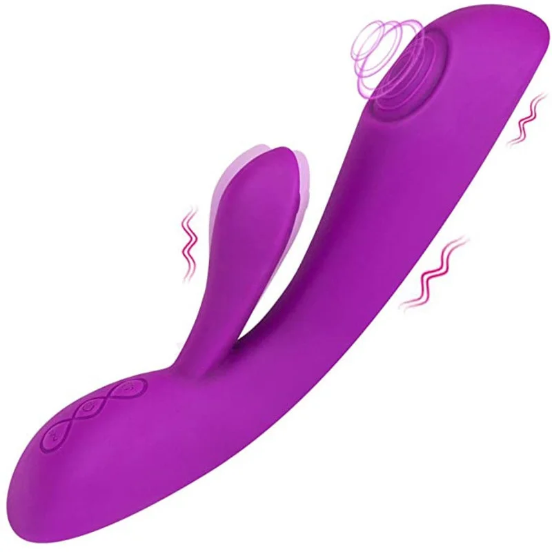 

G Spot Rabbit Vibrators For Women Dual Motors 8+8 Modes Hitting Vibrating 2 In 1 Female Sex Toys Clitoral Vagina Massagers