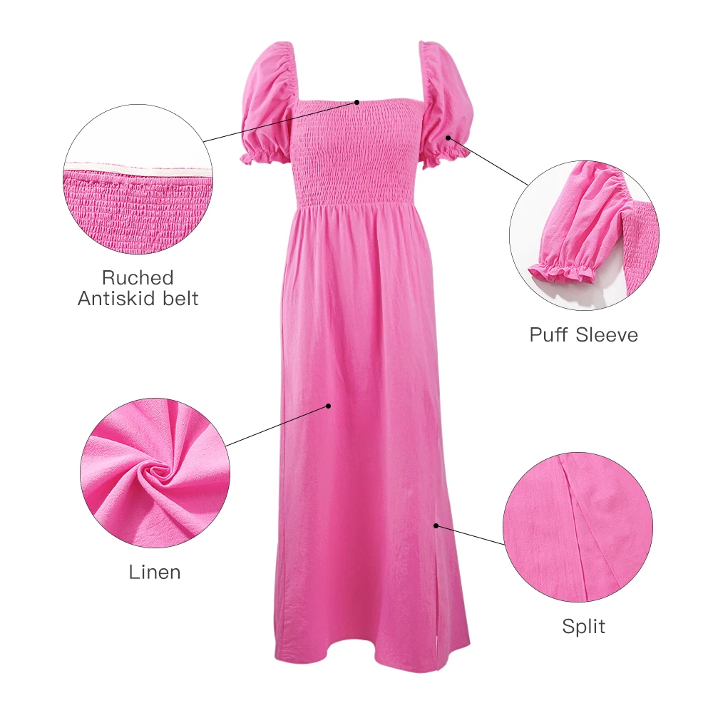 Lofrcy Pink Ruched Antiskid Corset Belt Midi Woman Summer Sundress Puff Sleeve Linen Split Tunic Empire Outfit Ladies Dress
Lofrcy Pink Ruched Antiskid Corset Belt Midi Woman Summer Sundress Puff Sleeve Linen Split Tunic Empire Outfit Ladies Dress