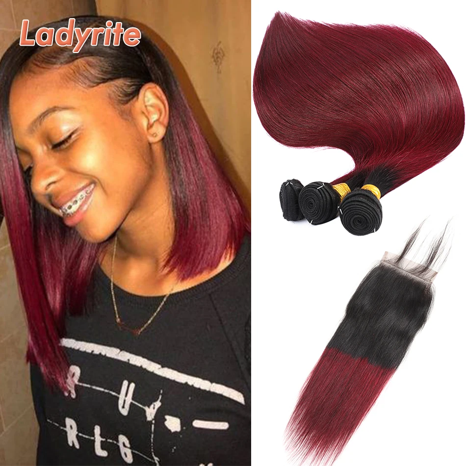 Ladyrite Ombre Brazilian Straight Hair 3 Bundles With 4*4 Closure T1B/Burgundy Lace Closure With Bundles Remy Human Hair Weave
Ladyrite Ombre Brazilian Straight Hair 3 Bundles With 4*4 Closure T1B/Burgundy Lace Closure With Bundles Remy Human Hair Weave