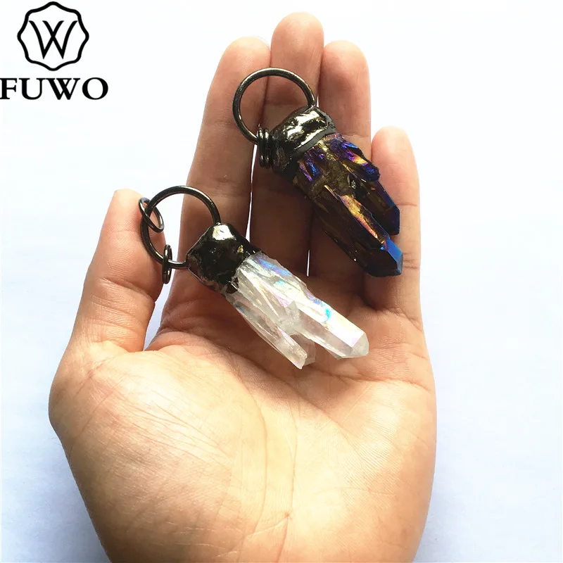 FUWO Creative Aura Crystal Column Pendant With Gold/Black Gun Trimmed Irregular Crystal Quartz Pendant For Necklace Making PD276 
FUWO Creative Aura Crystal Column Pendant With Gold/Black Gun Trimmed Irregular Crystal Quartz Pendant For Necklace Making PD276