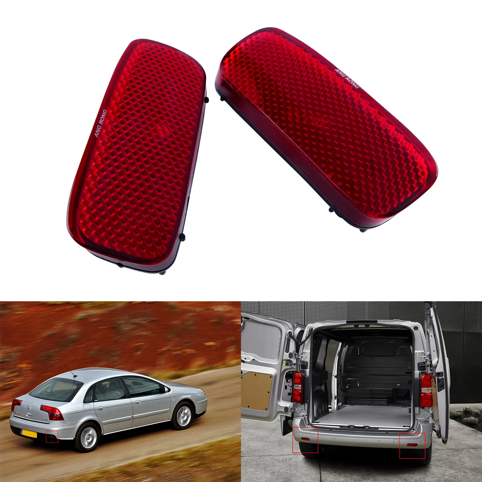 ANGRONG 2 шт. Красный отражатель заднего бампера для Citroen C1 C5 Peugeot 107 206 607 Fiat Scudo|Фара