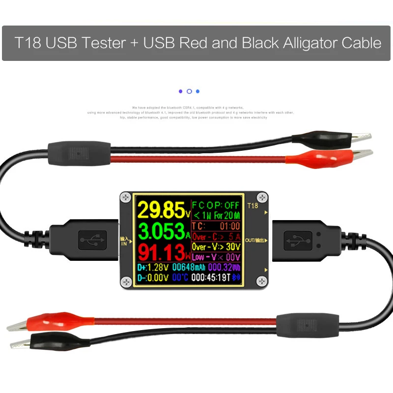 Цифровой вольтметр-Амперметр T18 USB-тестер измеритель напряжения постоянного тока