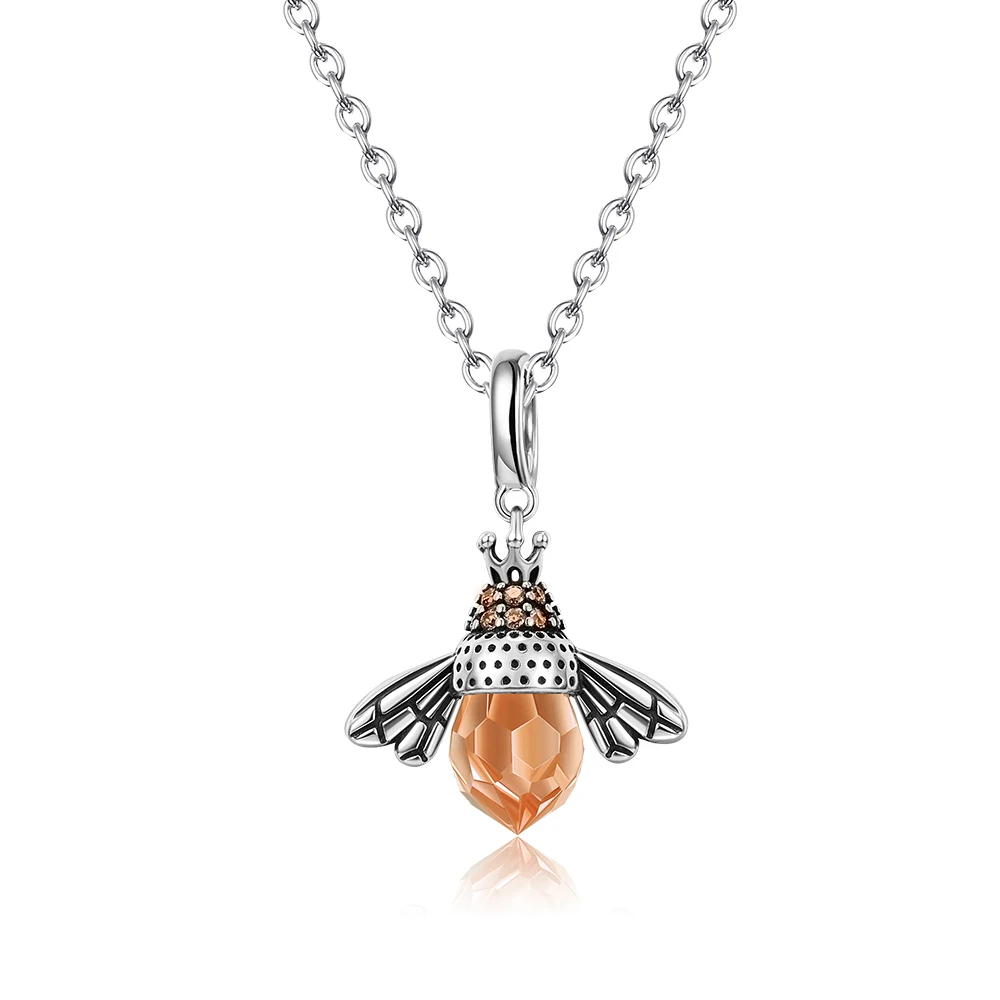 925 Sterling Silver Pendant Lovely Orange Bee Animal Necklaces for Women Fine Jewelry silver chain necklace Female Accessories
925 Sterling Silver Pendant Lovely Orange Bee Animal Necklaces for Women Fine Jewelry silver chain necklace Female Accessories