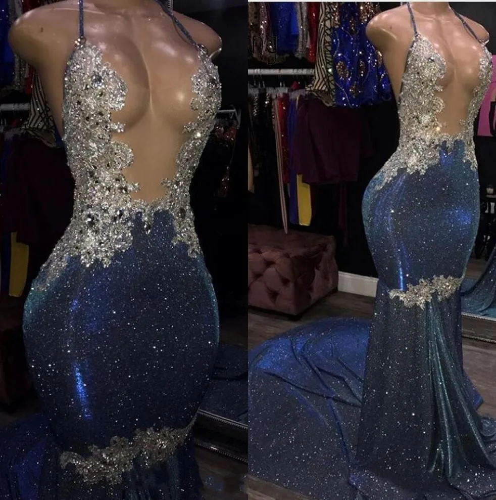 Sexy Sparkly Mermaid Prom Dresses Halter Neck Crystal Sequins Beaded Backless Prom Gowns Formal Dress Evening Party Wear
Sexy Sparkly Mermaid Prom Dresses Halter Neck Crystal Sequins Beaded Backless Prom Gowns Formal Dress Evening Party Wear