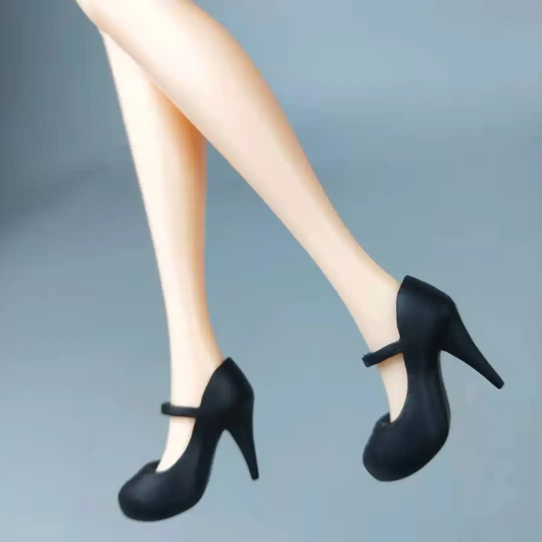 

11.5" Doll Shoes Classic Black Office Lady Footwear for Barbie Boat Shoes 1/6 BJD Dolls Accessories Blythe Heeled Shoes Kids Toy