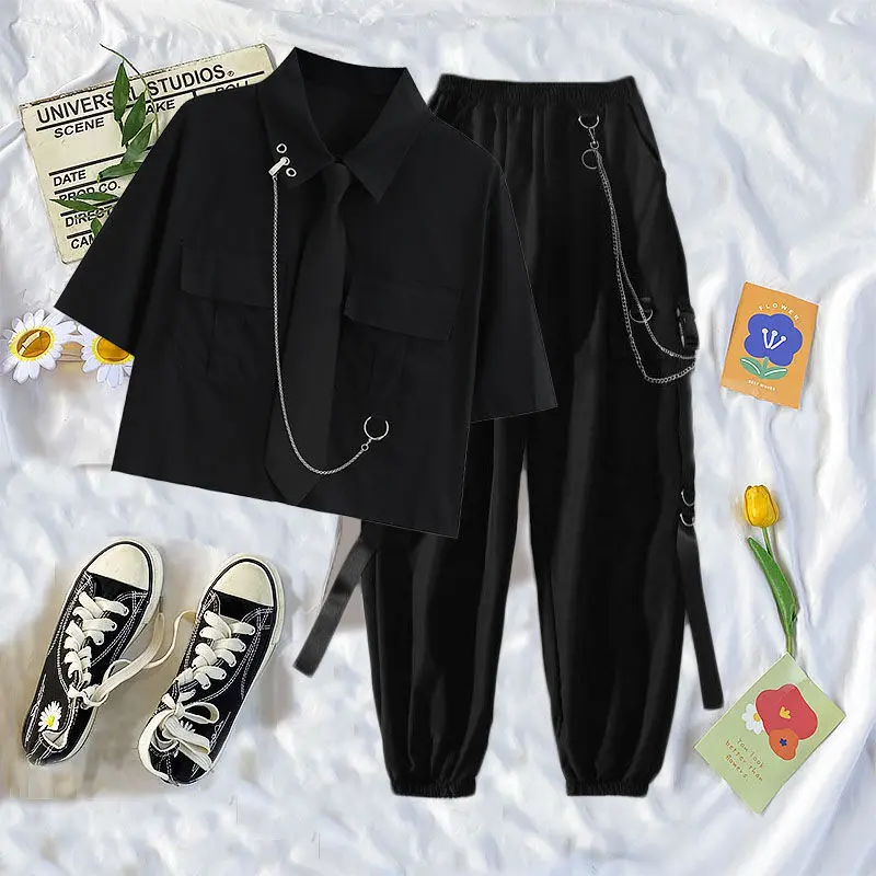 woman pants Spring and summer new suit loose tie chain shirt+cargo pants two-piece pant suits Y2K Met urban vintage woman cloth
woman pants Spring and summer new suit loose tie chain shirt+cargo pants two-piece pant suits Y2K Met urban vintage woman cloth