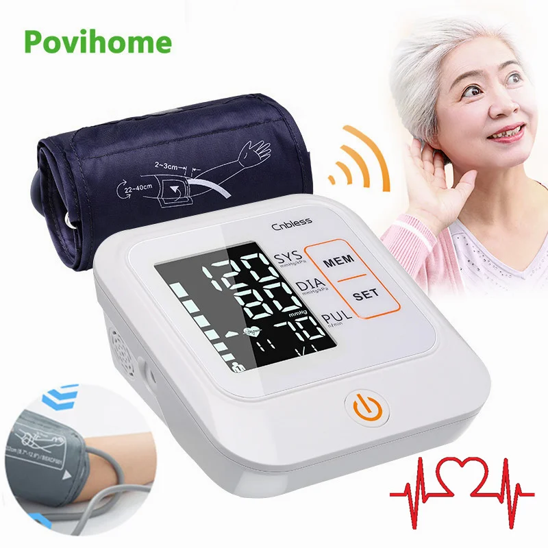 

Povihome Automatic Tonometer Digital Blood Pressure Monitors Set for Measuring Arterial Pressure Cuff Sphygmomanometer Upper Arm
