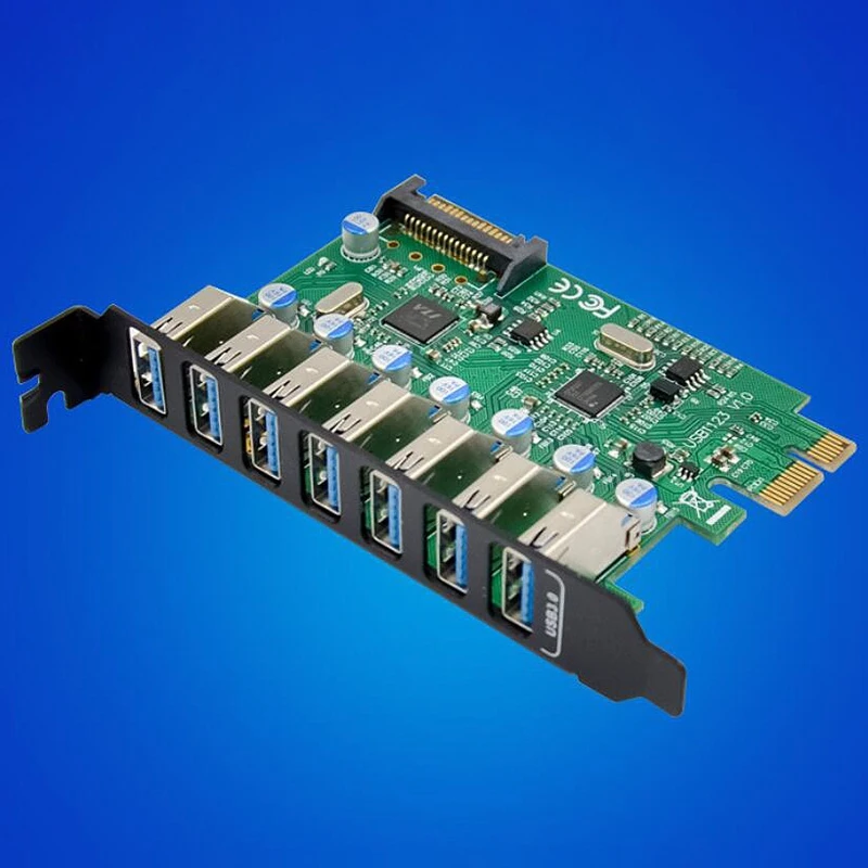 PCI-E USB 3.0 Super High-Speed 7-Port Enhanced Host Expansion Card Dual-Chip Processing Controller
PCI-E USB 3.0 Super High-Speed 7-Port Enhanced Host Expansion Card Dual-Chip Processing Controller