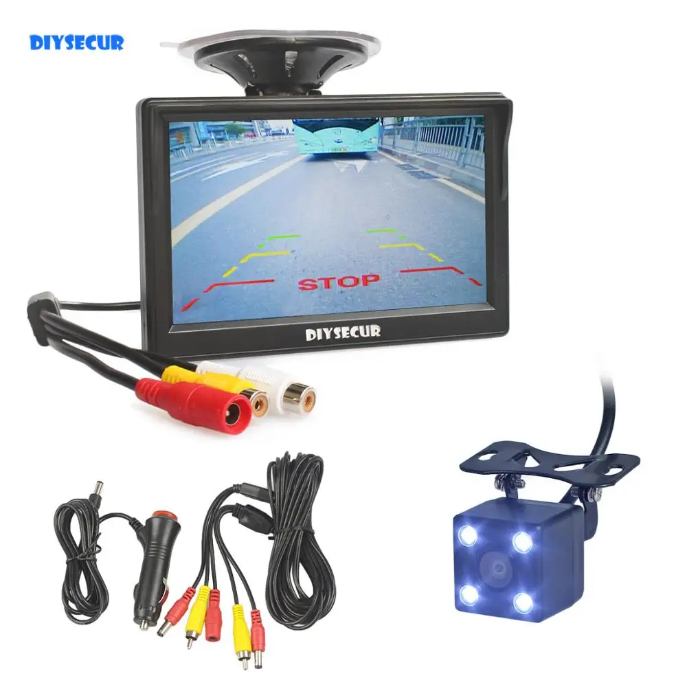 

DIYSECUR 5" HD Backup Car Monitor Waterproof Reverse LED Night Vision Rear View Car Camera for Parking Assistance System
