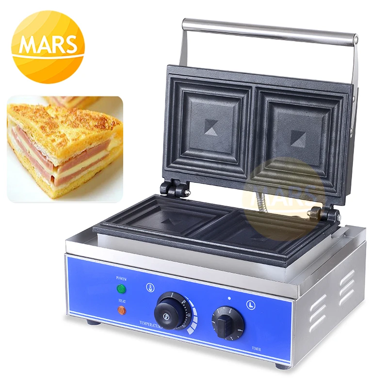 

Commercial Sandwich Maker Electric 220V 110V Bread Toaster Machine Waffle Iron Baking Pan Grill Oven