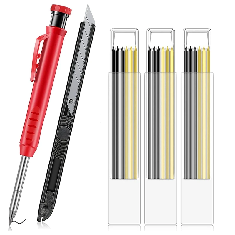 5 Pcs Solid Carpenter Pencil Set with 18 Refills and 1 Retractable Utility Knife Mechanical Pencil Marking Tool
5 Pcs Solid Carpenter Pencil Set with 18 Refills and 1 Retractable Utility Knife Mechanical Pencil Marking Tool