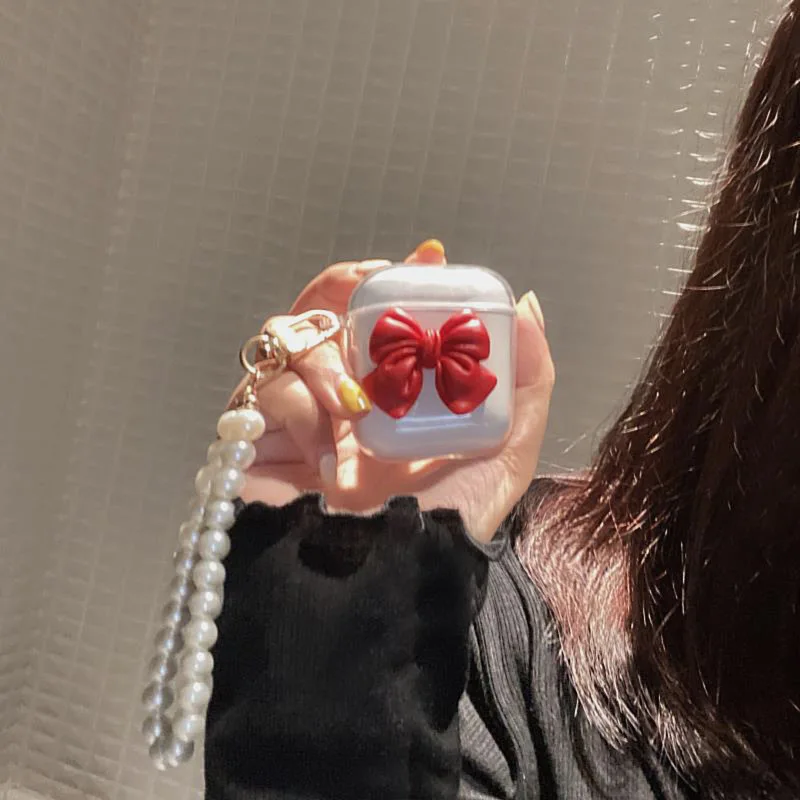 Red Cute Bow Knot Case For Airpods Case Transparent Clear Earphone Cases For Airpod 1 2 Cover Pearl Keychain Funda Capa
Red Cute Bow Knot Case For Airpods Case Transparent Clear Earphone Cases For Airpod 1 2 Cover Pearl Keychain Funda Capa
