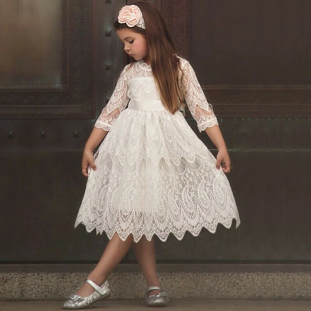 Girl Medium Long Sleeve Princess Dress Summer Pink Cute Round Neck Lace Cut Out Skirt Party Tunic Dresses Flower Kids Wedding
Girl Medium Long Sleeve Princess Dress Summer Pink Cute Round Neck Lace Cut Out Skirt Party Tunic Dresses Flower Kids Wedding