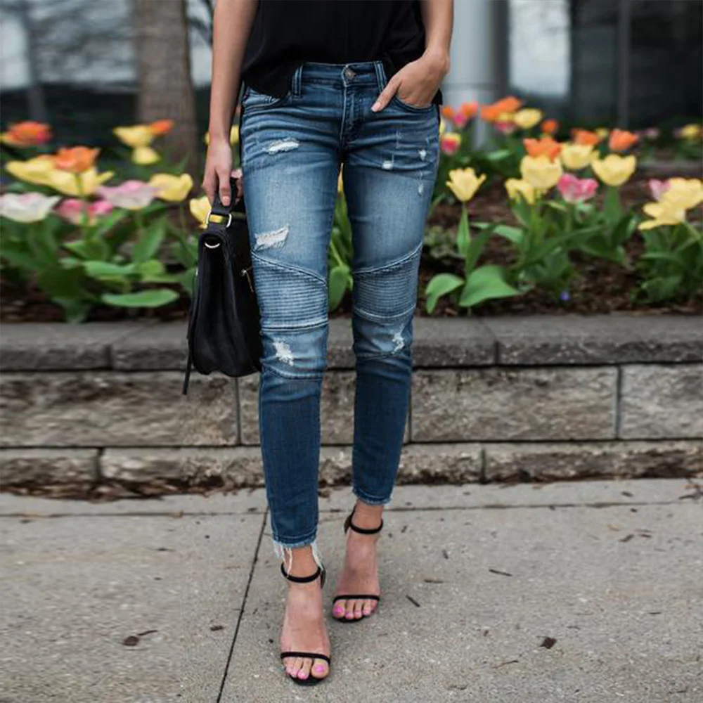 Fashion Mid Waist Skinny Jeans Women Vintage Distressed Denim Pants Autumn Crimped Destroyed Pencil Pants Casual Ripped Jeans
Fashion Mid Waist Skinny Jeans Women Vintage Distressed Denim Pants Autumn Crimped Destroyed Pencil Pants Casual Ripped Jeans