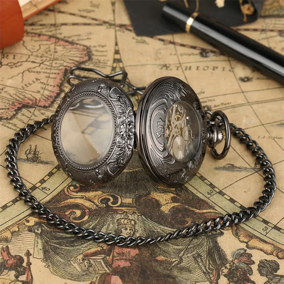 Transparent Glass Hunter Hand-winding Mechanical Pocket Watch Roman Numerals Display Gold Skeleton Pendant Clock with Fob Chain
Transparent Glass Hunter Hand-winding Mechanical Pocket Watch Roman Numerals Display Gold Skeleton Pendant Clock with Fob Chain