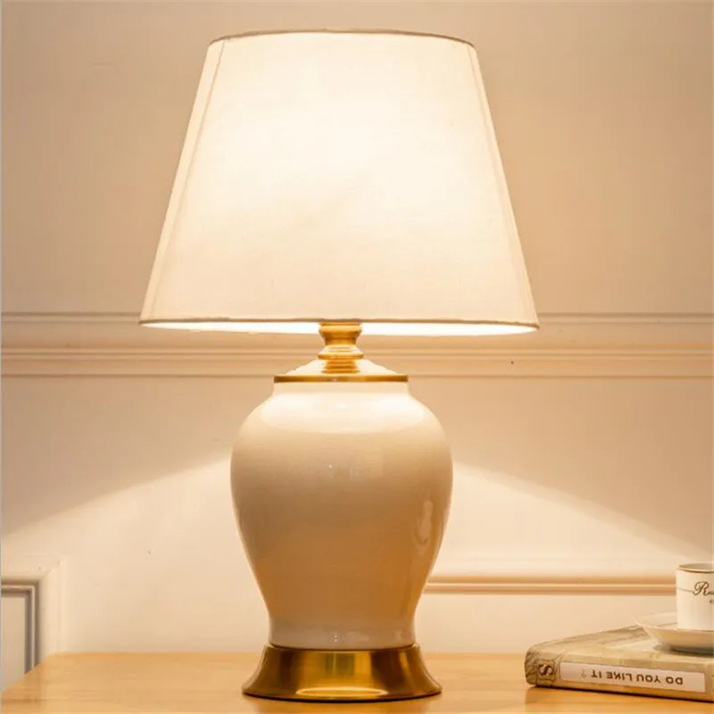 

Modern White/Blue Ceramic Dimmer Table Lamp Nordic Foyer Bedside Study Sofa Corner Porcelain Desk Reading Light H 52cm