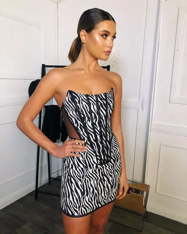 High Quality Black Strapless Print Rayon Bandage Dress Elegant Club Party Dress Vestidos
High Quality Black Strapless Print Rayon Bandage Dress Elegant Club Party Dress Vestidos