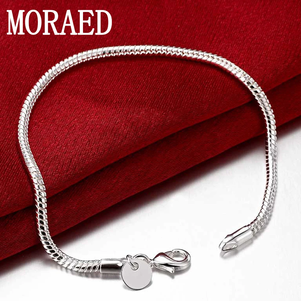 925 Sterling Silver 3mm Snake Chain Bracelet For Women Men Party Wedding Gifts Trendy Jewelry
925 Sterling Silver 3mm Snake Chain Bracelet For Women Men Party Wedding Gifts Trendy Jewelry
